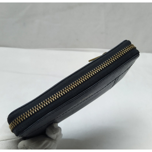 Fossil Black Leather Zip Arpimd Credit Card Wristlet - Wallet - Picture 4 of 15